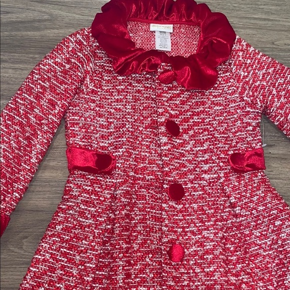 Red Tweed Coat with Velvet Accents - Picture 3 of 8